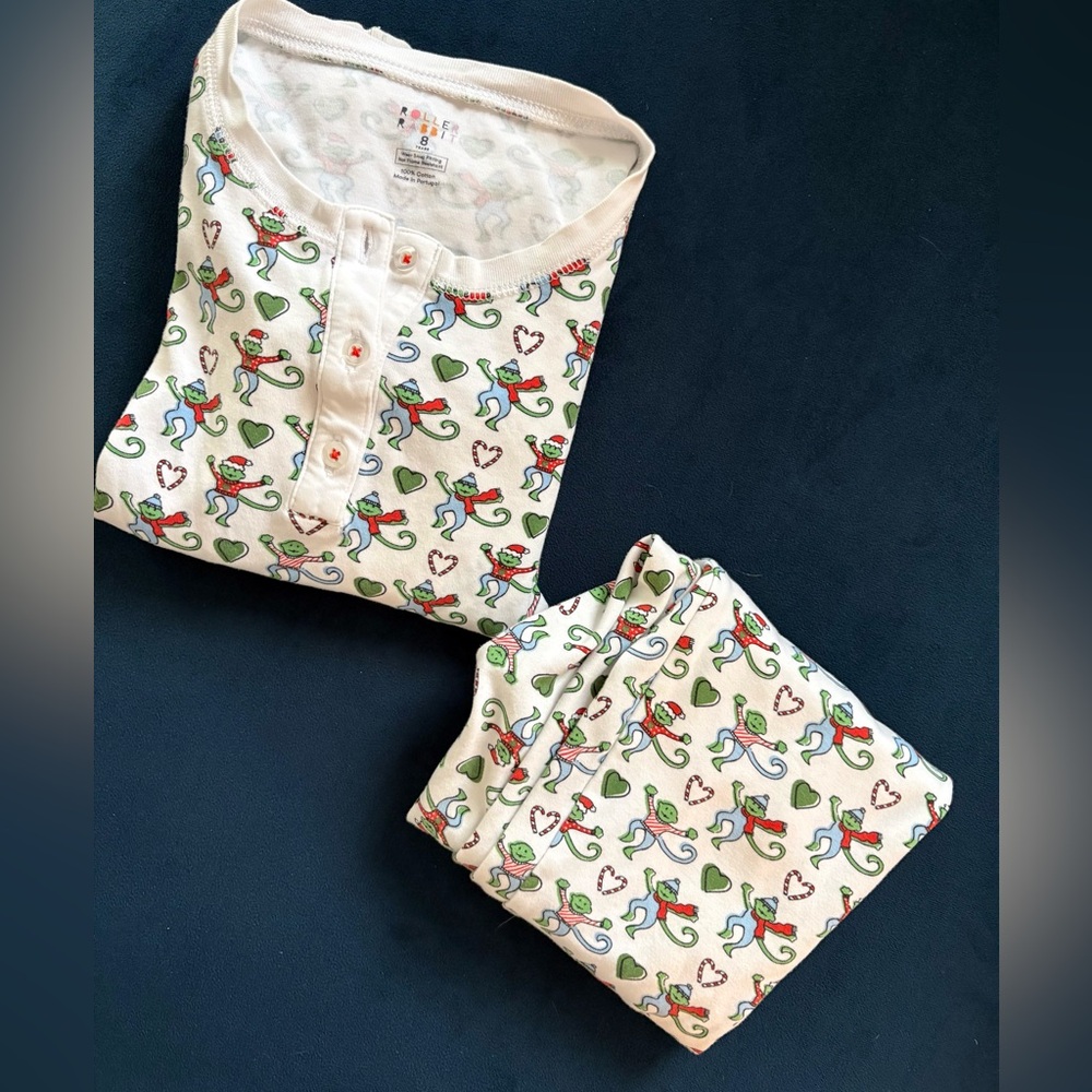 Roller rabbit holiday monkey pajamas size 8